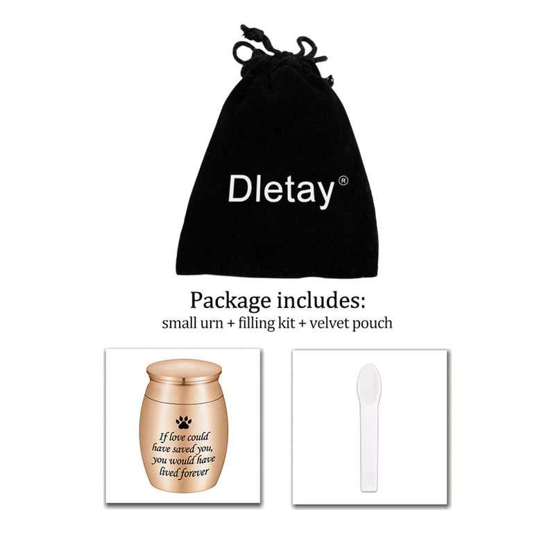 Dletay Small Urn for Pet Ashes 1.57 inch Mini Pet Urn Stainless Steel Ashes Keepsake Urns for Dogs Cats-If Love Could Have Saved You, You Would Have Lived Forever Rose Gold - BeesActive Australia