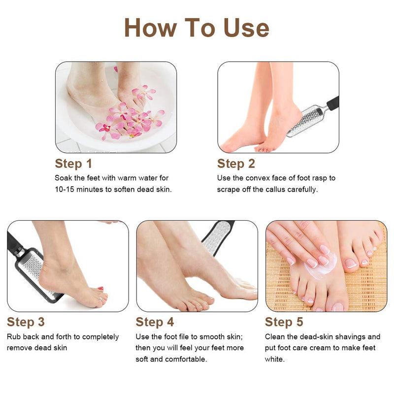 iBazal Professional Pedicure Foot File. Callus Remover for Feet. Foot Scrubber with Ergonomic Design. Stainless Steel Foot Exfoliator for Spa and Pedicure. Pumice Stone for Feet-Black(3PCS) Smooth+Coarse+Fine-Black - BeesActive Australia