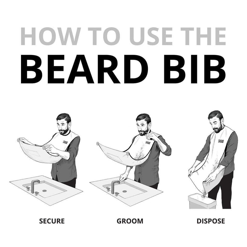 Giftwide Men’s Beard Apron Beard Shaving Bib Beard Trimming Apron For Easy Clean Up With Suction Cups Stay Tidy (White) White - BeesActive Australia
