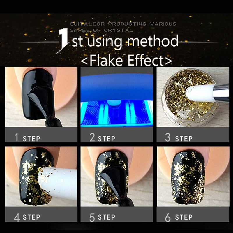 Nail Foil Holographic Glitter Nail Powder Kit Nail Art Gold Silver Glitter Aluminum Flakes Magic Mirror Effect Powders Sequins Nail Gel Polish Chrome Pigment Decorations 2 Box/Set - BeesActive Australia