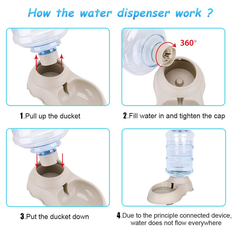 Automatic Cat Water Dispenser with Pet Food Mat for Small Medium Dog Pets Puppy Kitten Big Capacity 1.5 Gallon grey - BeesActive Australia