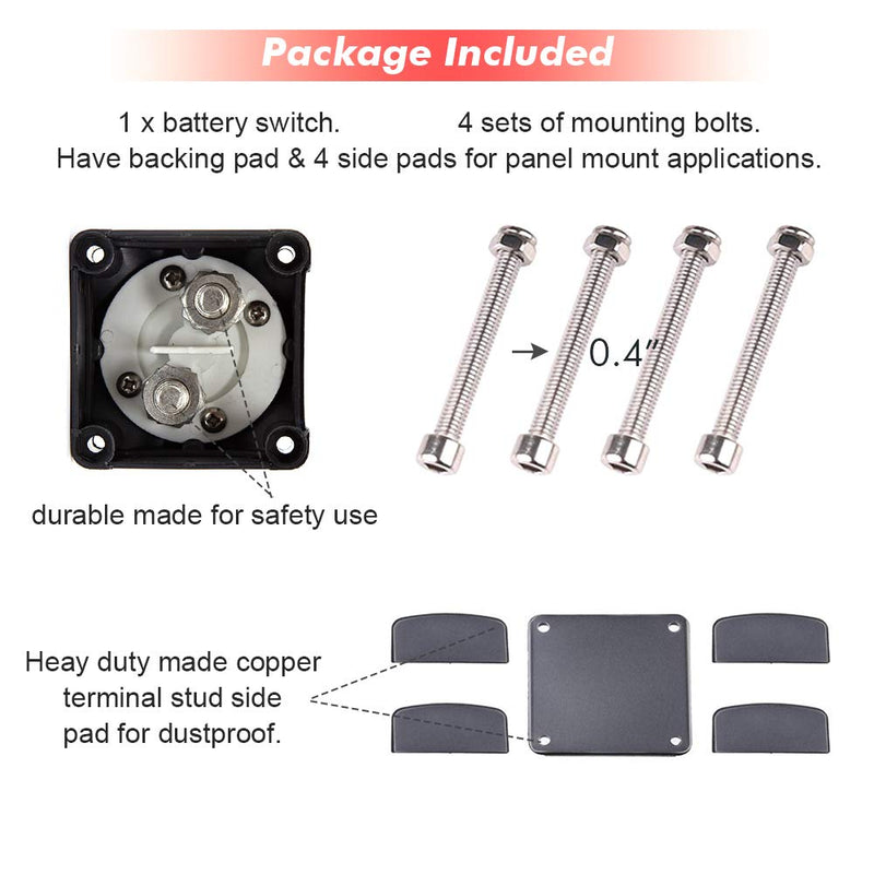 [AUSTRALIA] - Battery Switch 12-48 V 275/1250 Amps Battery Power Cutoff Master Switch Disconnect Isolator for Car Vehicle RV ATV UTV Marine Boat On Off Position On-Off Battery Switch 2 