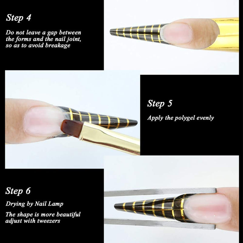 Nail Forms 500 Pcs Roll Nails Extension for Acrylic Nails Self-adhesive Nail Tips Replacement for Polygel Nail Guide, Nail Stickers Molds Builder Learning Curve Art Equipment Salon, Gold Rectangle - BeesActive Australia
