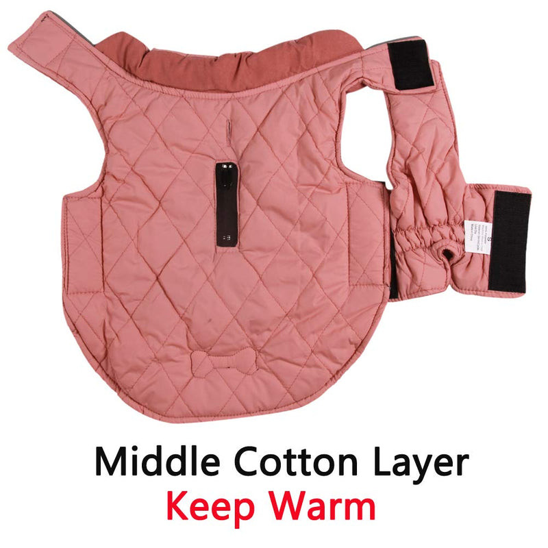 Vecomfy Reversible Dog Coats for Small Dogs Waterproof Warm Puppy Jacket for Cold Winter,Red Small (Pack of 1) Pink - BeesActive Australia