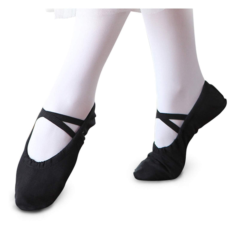 Stelle Girls Canvas Ballet Slipper/Ballet Shoe/Yoga Dance Shoe (Toddler/Little Kid/Big Kid/Women/Boy) Black 2 Big Kid - BeesActive Australia