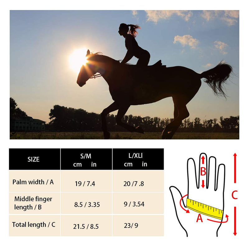 Y.J TAILS Womens Horse Riding Gloves Equestrian Horseback Gloves Women Ladies Girls for Riding Outdoor Sports Black Small/Medium - BeesActive Australia