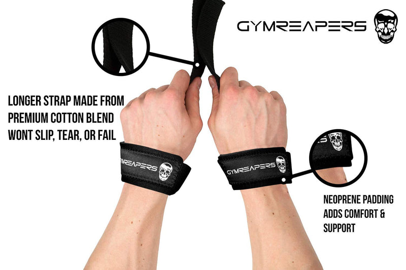 Gymreapers Lifting Wrist Straps for Weightlifting, Bodybuilding, Powerlifting, Strength Training, Deadlifts - Padded Neoprene with 18 inch Cotton - BeesActive Australia