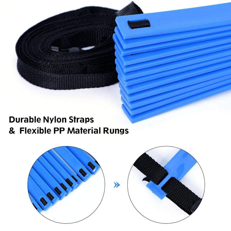 Zerone Speed Agility Train Kit, 19Ft Speed Agility Ladder Set with Flat Ladder and 10pcs Disc Cones for Athletic Fitness Training (Blue) Blue - BeesActive Australia
