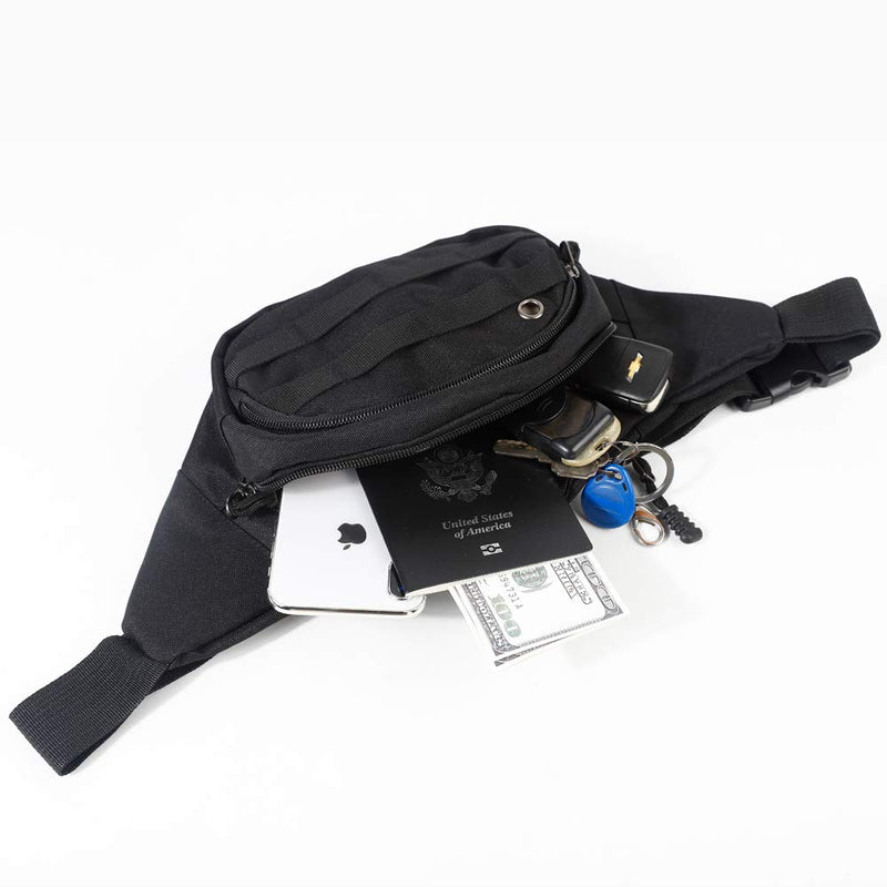 [AUSTRALIA] - DAITET Fanny Pack for Men, Women, Kids, Waist Bag Adjustable Belt, Waterproof Travel Bag, Running Bag Black 