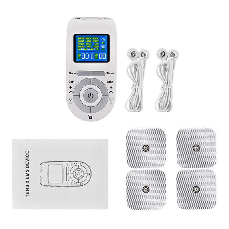 Layhou Dual Channel TENS and EMS Device Pulse Massager Muscle Stimulator Unit 12 Massage Modes 40 Power Levels Adjustable Timer - BeesActive Australia