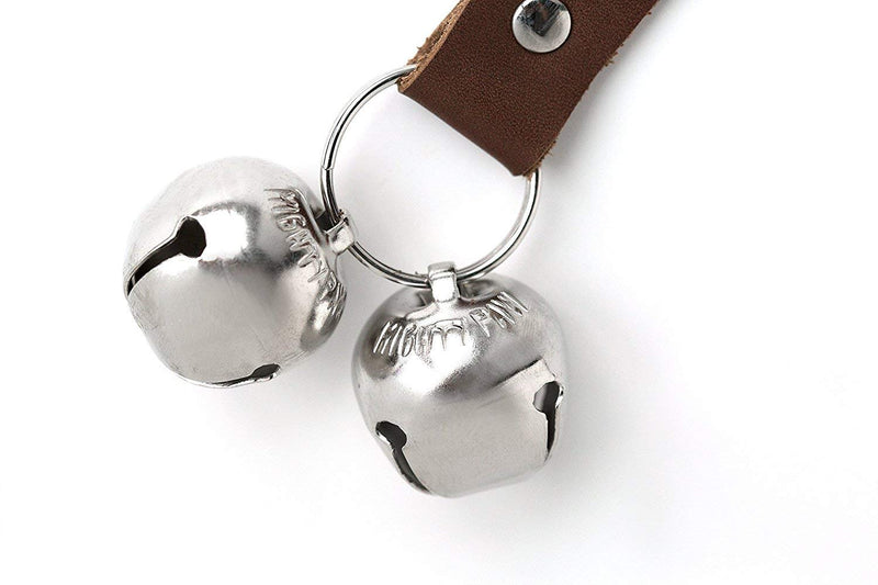 Mighty Paw Leather Tinkle Bells, Premium Leather Dog Doorbells, Extra Soft Leather with Durable Jingle Bells, Housetraining Doggy Door Bells for Potty Training, Includes Free Wall Hook Brown - BeesActive Australia