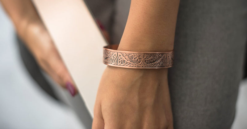 Vicmag Lymphatic Drainage Copper Bracelet for Men with 9 pcs Ultra Strength Magnet brazaletes 99.99% Solid Pure Copper Gift Cuff Bangles (Adjustable Size with Gift Box, Tree) 1PC 1pc 9 Magnets Tree - BeesActive Australia