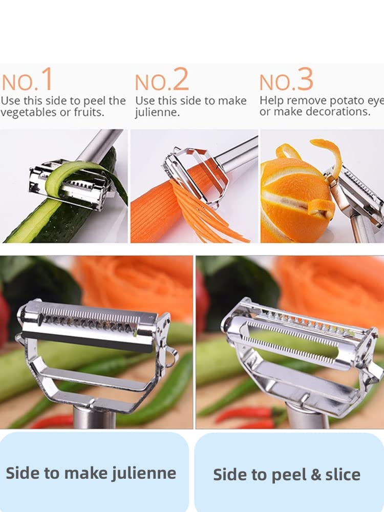 SIKATIHU Vegetable Peeler, Julienne Peeler, Double-Sided Blade Fruit Peeler, Vegetable and Fruit Slicer, Potato Peelers, Y-Shaped Stainless Steel Peeler - BeesActive Australia