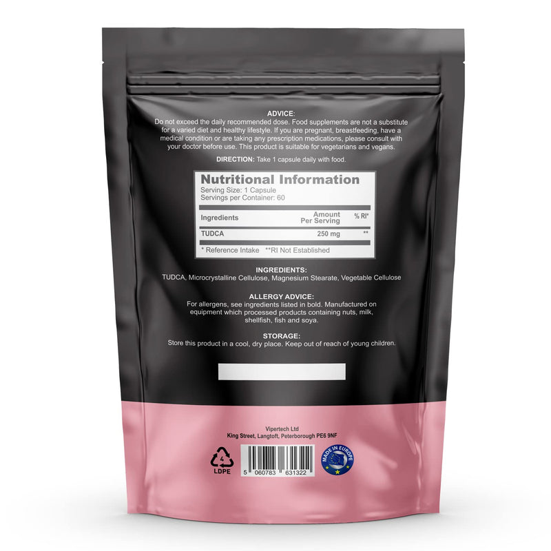 Nutrality Tudca Supplement 250mg - 60-Day Supply Tudca Bile Salts for Liver Cleanse Detox and Repair - Brain Health, Mitochondria Support, Gut Microbiome Booster - Suitable for Vegans & Vegetarians - BeesActive Australia
