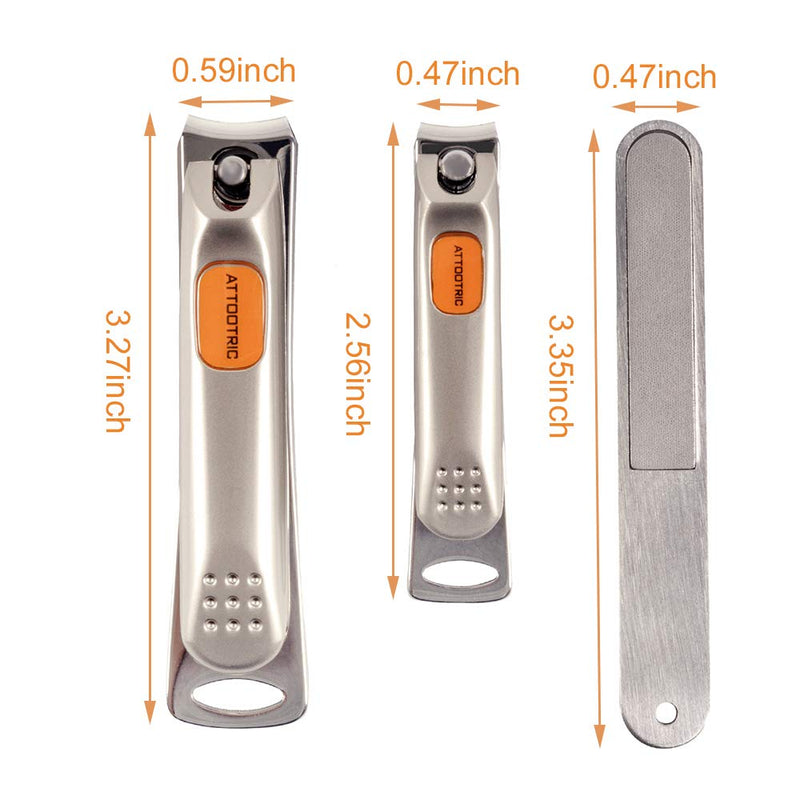 Nail Clippers for Thick Nails, 15mm Wide Jaw Opening Stainless Steel Fingernail and Toenail Clipper with Nail File Ultra Sharp Blade for Women, Men, Seniors, 3PCS Trimmer in Tin Case Soft Bag Packing - BeesActive Australia