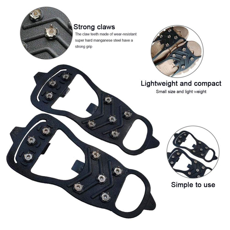 8 Metal Studs Anti Slip Ice Snow Grips Crampons Walk Traction Cleats for Boots and Shoes M:Men:3-7/Women:5-8 - BeesActive Australia