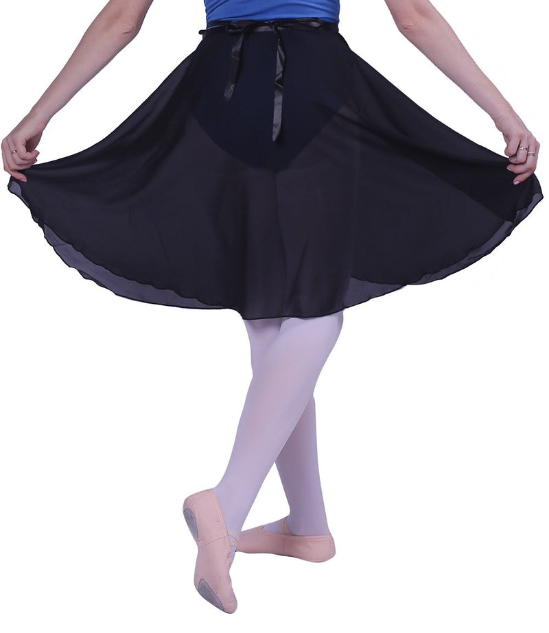 [AUSTRALIA] - woosun Adult Ladies Ballet Leotard Tutu Skirt Women Dance Wrap Over Scarf 60cm Length Skirt Chiffon Black 