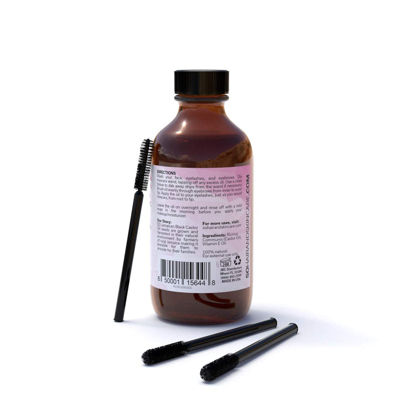 SO Jamaican Black Castor Oil Eyelash & Eyebrow Growth Boost, White/Pink, 2 Fl Oz - BeesActive Australia