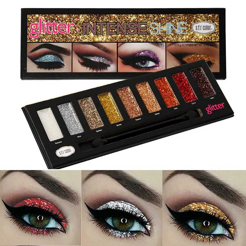 Eyret Glitter Eyeshadow Palette 9 Colors Metallic Shiny Party Eyeshadows Diamond Highly Pigments Eyeshadow Cosmetics for Women and Girls - BeesActive Australia