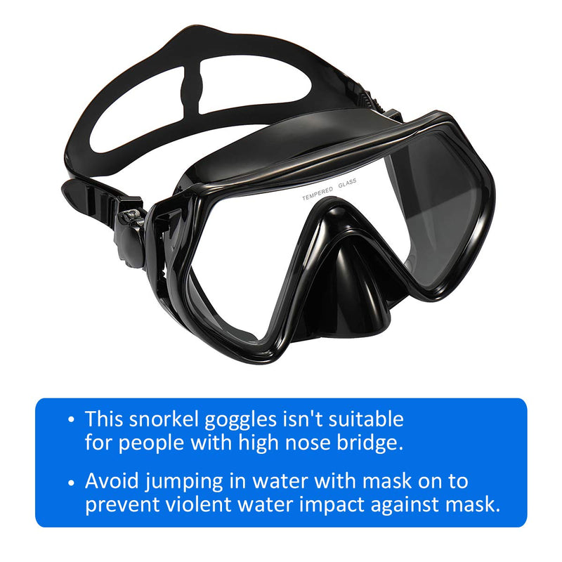 [AUSTRALIA] - Supertrip Snorkeling Freediving Mask Adult Anti-Fog Film Panoramic Scuba Diving Goggles black 