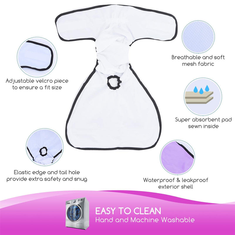 Nobleza Dog Diapers Female, 3 Pack Super Absorbent Reusable Doggy Diaper for Heat, Period, Incontinence, Menstrual Issues, Durable Adjustable Puppy Diapers for Small Medium and Large Dogs Large (19"-27" Waist) - BeesActive Australia
