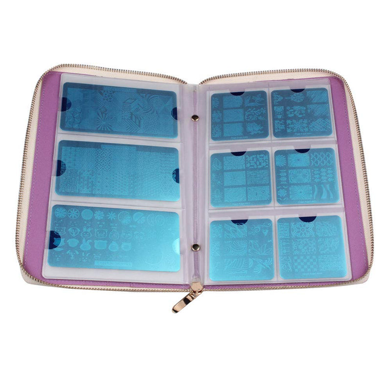 FingerAngel 72 Slots Holographic Nail Plates Holder Case Stamping Templates Organizer Square & Round Printing Molds Collection Manicure Tool Accessorie (Silver) Silver - BeesActive Australia