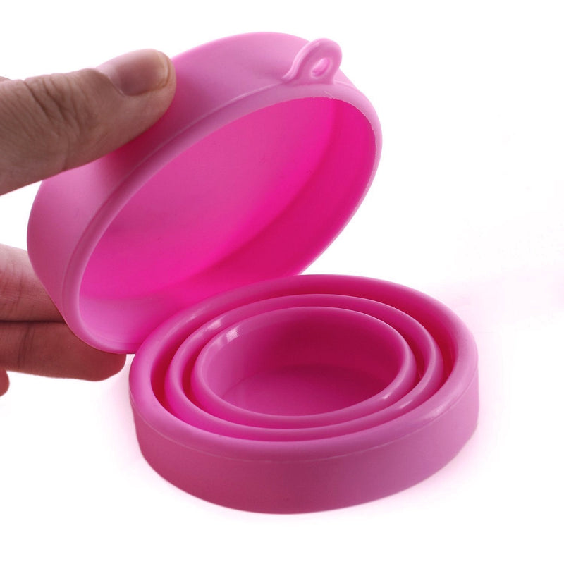 LUCKY CLOVER Collapsible Silicone Cup Foldable Sterilizing Cup for Menstrual Cups and Storing Your Diva Cup - Foldable for Travel Pink - BeesActive Australia