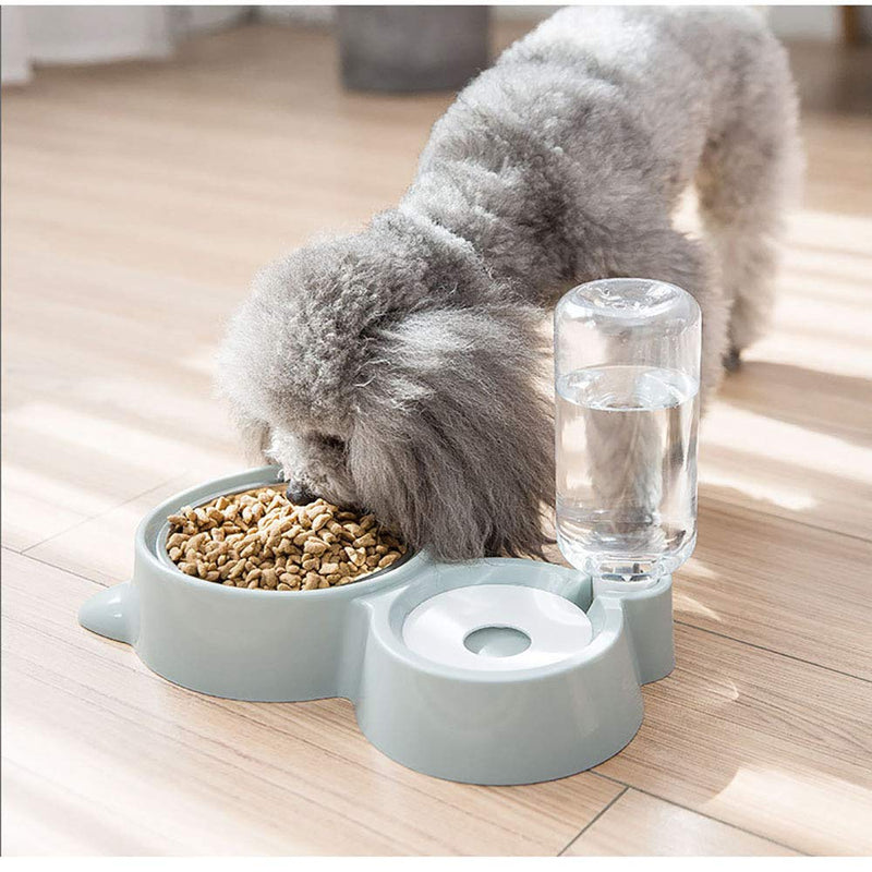 Love Dream Double Cat Water Food Bowls, Stainless Steel Removeable Dog Bowl, Pets Feeder Bowl and Automatic Water Dispenser for Small Medium Dogs Cats Blue - BeesActive Australia