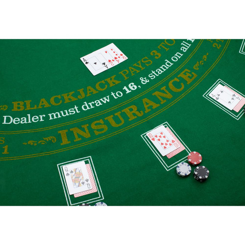 GSE Games & Sports Expert 36"x72" Casino Tabletop Felt Layout Mat (Blackjack, Craps, Roulette, Texas Hold'em, Baccarat Available) Green Blackjack - BeesActive Australia