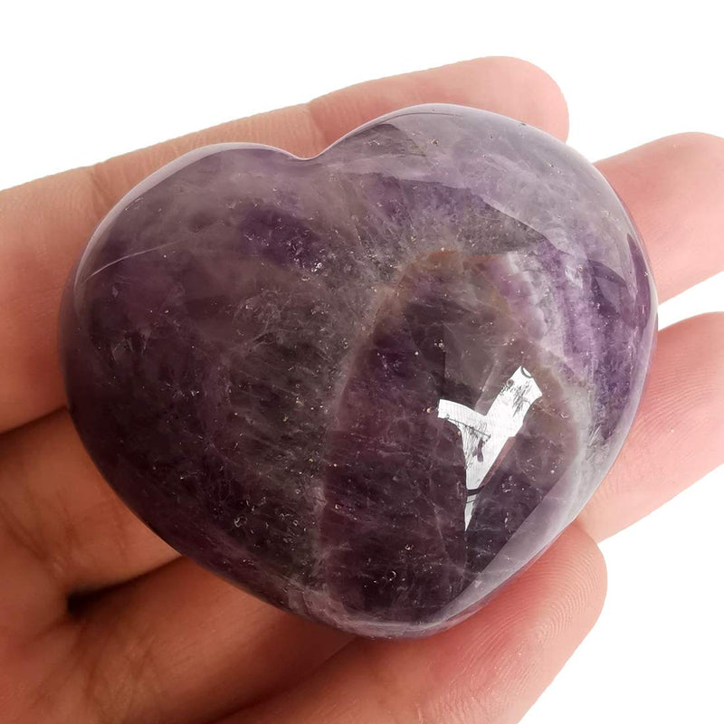 Lovionus89 Natural Amethyst Heart Love Palm Pocket Stone Healing Chakra Worry Stone(1.8 Inch) 45mm*40mm*25 - BeesActive Australia