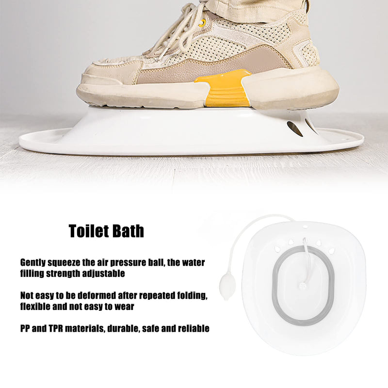 Washable Toilet Bath with Flusher Postpartum Care Soothes Hemorrhoid Foldable Toilet Seat Bath Squat-Free and Flushable Bidet Gray - BeesActive Australia