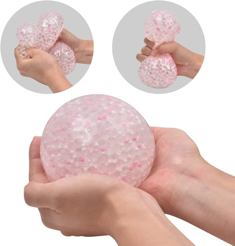 4-Inch Jumbo Stress Balls with water Beads Funny Grape Ball Squeeze Ball Stress Relief Sensory Ball Exercise Hand Ball for Anxiety Autism Kids and Adults (Pink) - BeesActive Australia