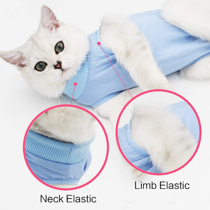 LIANZIMAU Cat Surgery Recovery Suit for Surgical Abdominal Wounds Home Indoor Pet Clothing E-Collar Alternative for Cats After Surgery Pajama Suit Medium (Pack of 1) Blue - BeesActive Australia