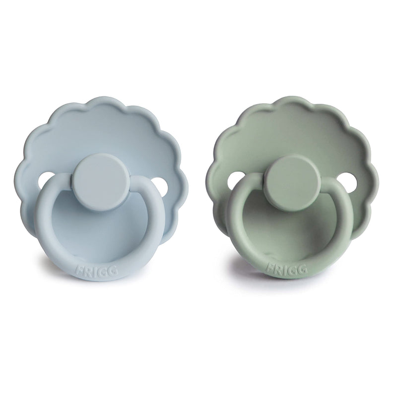 FRIGG Daisy SilkySoft Silicone Baby Pacifier | Made in Denmark | BPA-Free (Powder Blue/Sage, 6-18 Months) Powder Blue/Sage - BeesActive Australia