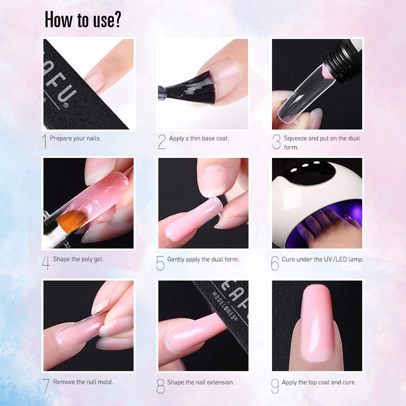 Modelones Poly Nail Gel Builder 50ML 1.76oz Clear Color Nail Extension Gel Enhancement Nail Thickening Acrylic Extension Trial Professional Technician Tool - BeesActive Australia