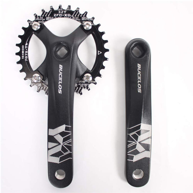 BUCKLOS ?US Stock? MTB 170mm Square Taper Crankset, 104 BCD Mountain Bike Narrow Wide Tooth Chainring 32/34/36/38/40/42T, Single Speed Round/Oval Chainring and Crank, fit Shimano, SRAM, FSA Black 32T-Oval - BeesActive Australia