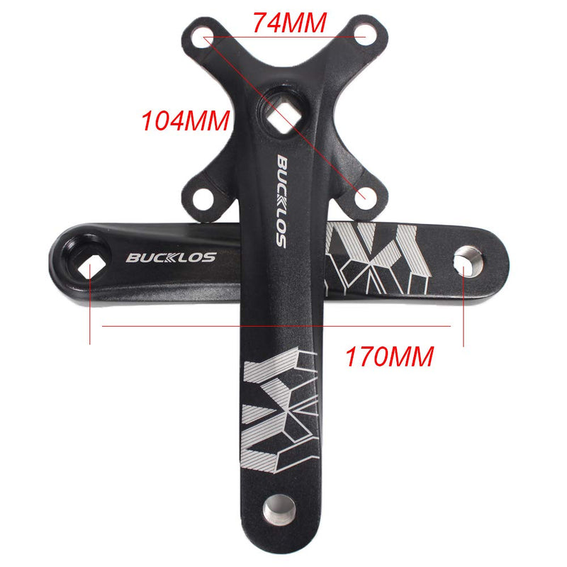 BUCKLOS ?US Stock? MTB 170mm Square Taper Crankset, 104 BCD Mountain Bike Narrow Wide Tooth Chainring 32/34/36/38/40/42T, Single Speed Round/Oval Chainring and Crank, fit Shimano, SRAM, FSA Black 32T-Oval - BeesActive Australia