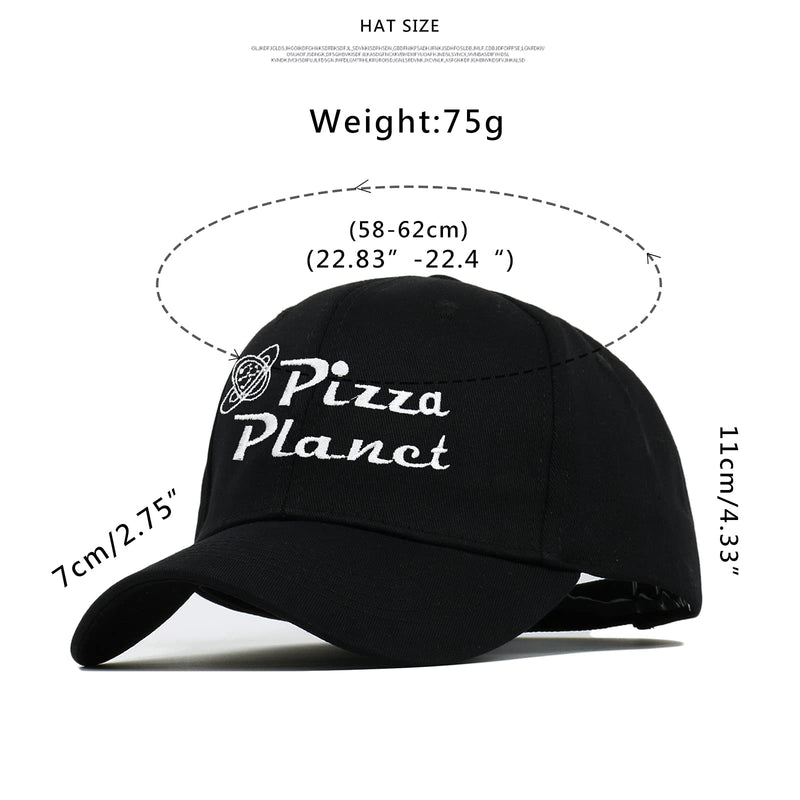 YUNXIBASECAP Pizza Planet Hat Baseball Cap Embroidery Dad Hat Aadjustable Cotton Adult Sports Hat Unisex Black-1 - BeesActive Australia