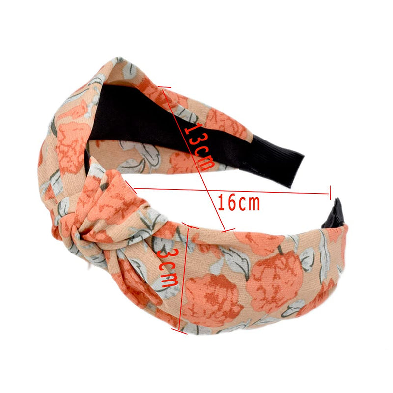 pattern Headbands for Women, 4 Packs Mixed Fabric Hair Band, Knot Hairbands Hair Accessories (ArchBigRose4) ArchBigRose4 - BeesActive Australia