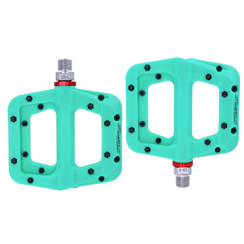 FOOKER MTB Pedals Mountain Bike Pedals 3 Bearing Non-Slip Lightweight Nylon Fiber Bicycle Platform Pedals for BMX MTB 9/16" 922-Green needle roller bearing - BeesActive Australia