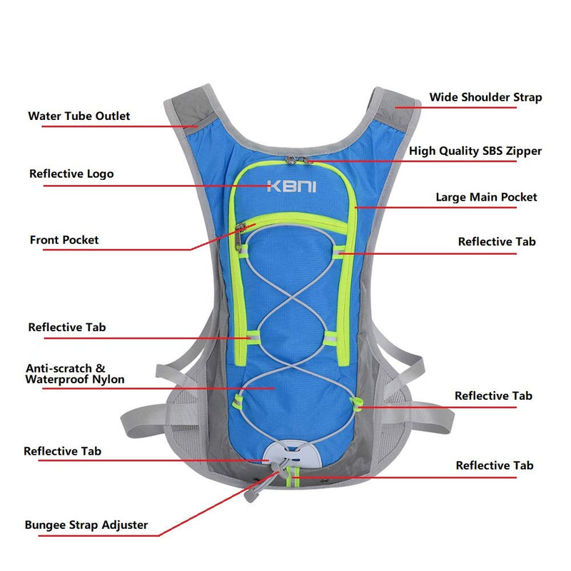 KBNI Hydration Backpack with 2L Water Bladder for Women Men Kids doing Outdoor Running, Hiking, Camping, Skiing, Cycling Sky Blue - BeesActive Australia