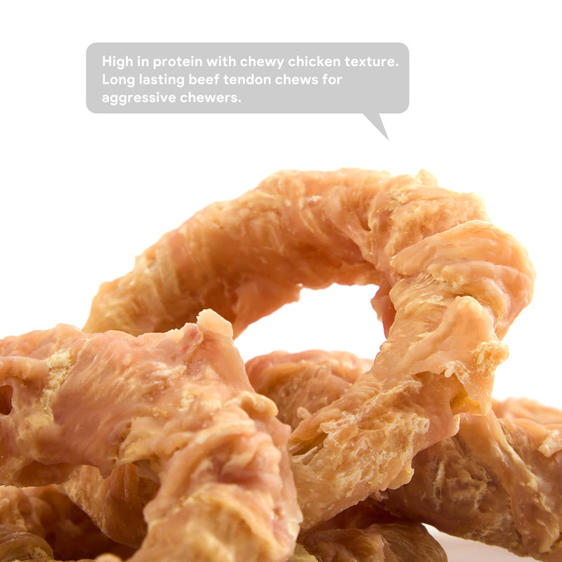 Jungle Calling Beef Tendons for Adult Dogs, Chicken Wrapped Tendons Dog Chews Long Lasting Hip and Joint Supplement for Dogs with Glucosamine (Ring) - BeesActive Australia