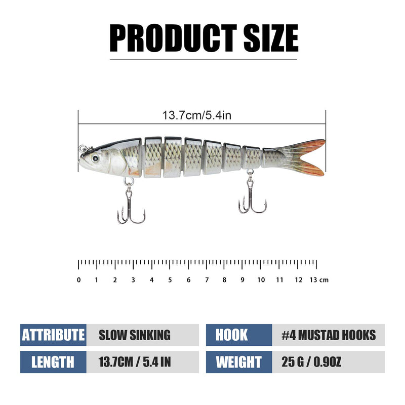 [AUSTRALIA] - TRUSCEND Fishing Lures for Bass Trout Multi Jointed Swimbaits Slow Sinking Bionic Swimming Lures Bass Freshwater Saltwater Bass Fishing Lures Kit Lifelike Fishing Gifts for Men Combination B 