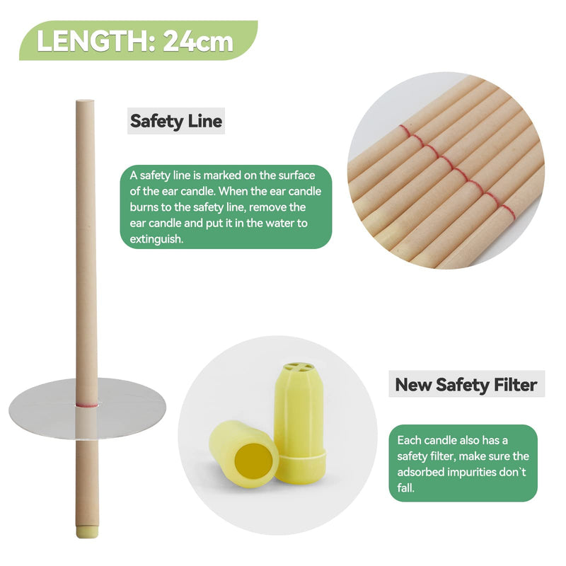 Natural Ear Candles 16 Pcs, Aucenix Beeswax Ear Wax Candles, Hopi Ear Candle with Protector Disks - BeesActive Australia