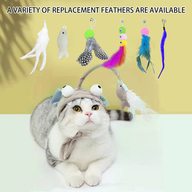 7 Pack Interactive Cat Feather Toy Cat Feather Headdress Toys Costumes for Halloween Xmas Cat Feather Wand Funny Cat Stick Feather Wand Toy with Bell Replaceable Feather Kitten Teaser Toy for Cat Play - BeesActive Australia