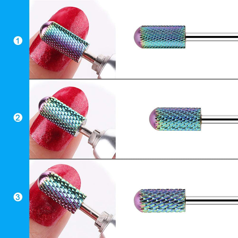 Makartt Tungsten Carbide Nail Drill Bits Set Safety Bits 3Pcs 3/32" Remove Gel Polish Dip Powder Nail Gel Drill Bit Professional Bits Tools Nail File Drill Bit Manicure Pedicure Color B-26 Blue - BeesActive Australia