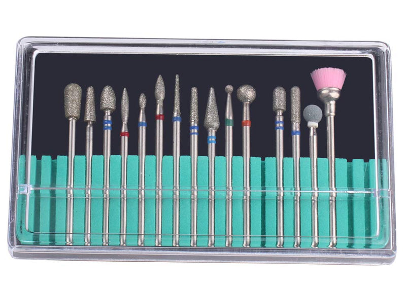 MZCMSL Cuticle Drill Bit Set,15pcs Diamond Cuticle Remover Bits Kit with Case,Professional 3/32 Manicure Drill Bits Cuticle bit set - BeesActive Australia