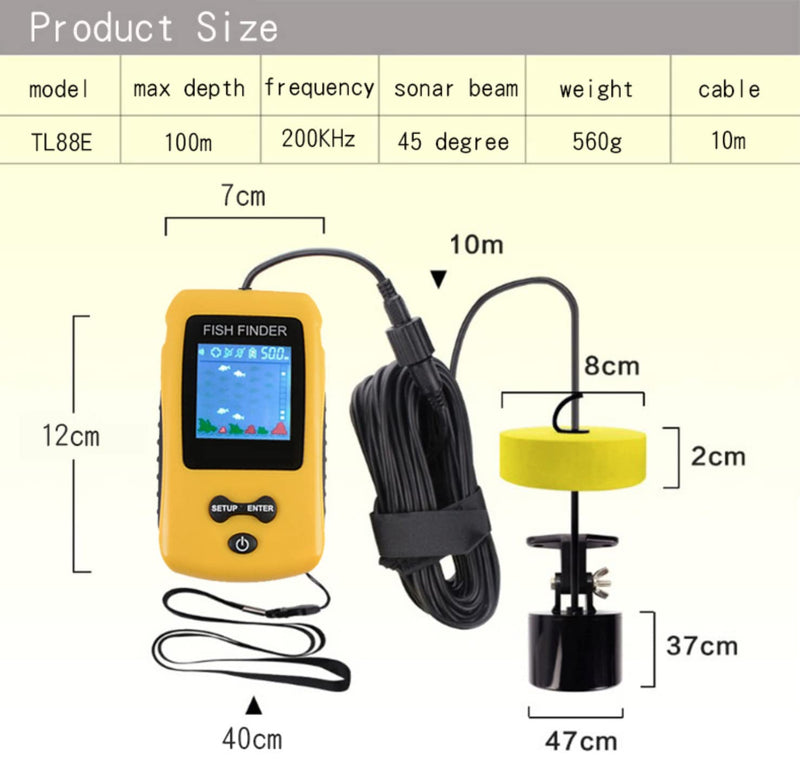 Fishing Tools Depth Read 1M Colorful Screen Fishfinder Handheld Sounder Portable LCD Sonar Fish Finder - BeesActive Australia