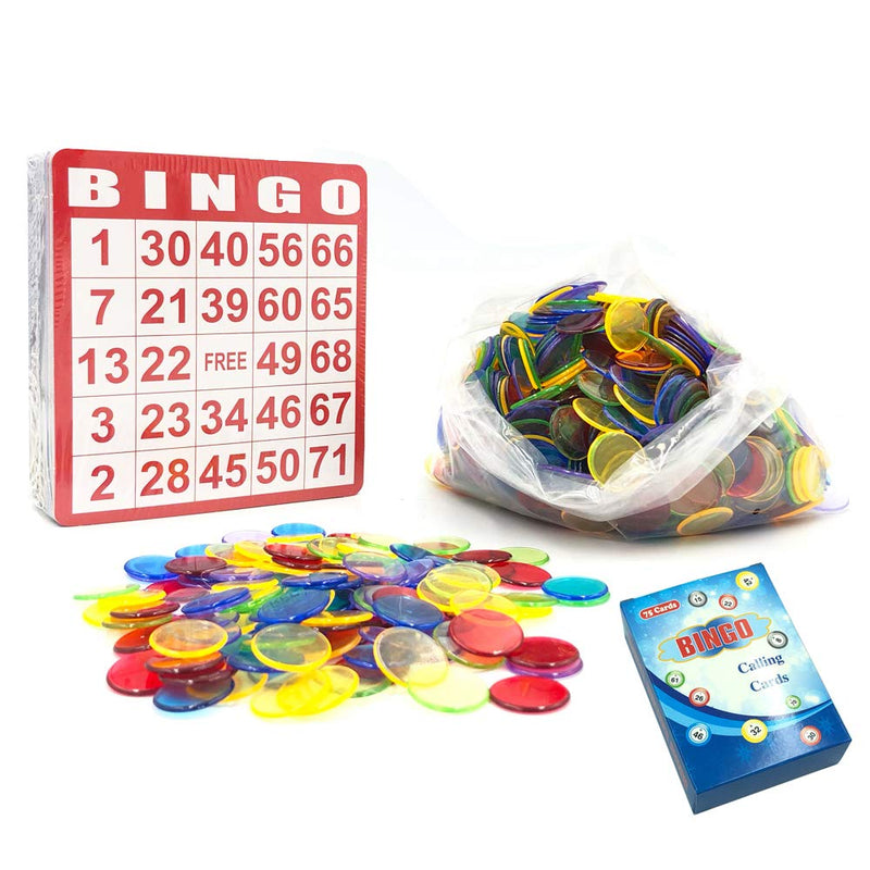 Yuanhe Complete Bingo Game Set with 50 Bingo Cards, 500 Colorful Transparent Bingo Chips and Deck of Calling Cards - BeesActive Australia