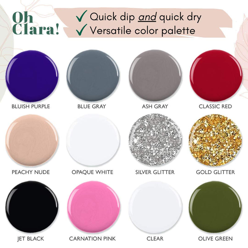 Nail Dip Powder Colors Set of 12 - Acrylic Dip Powder Only - No Liquids - Dip Nail Powder Colors for Spring Summer and All Year - Fine and Richly Pigmented for Easy DIY Home Use - No UV Lamp Needed - BeesActive Australia